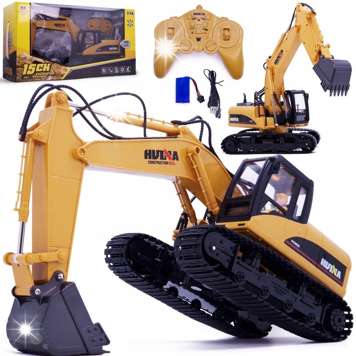Excavator RC, Huina Toys, 1:14, 2.4GHz, 60x17x17cm, set complet