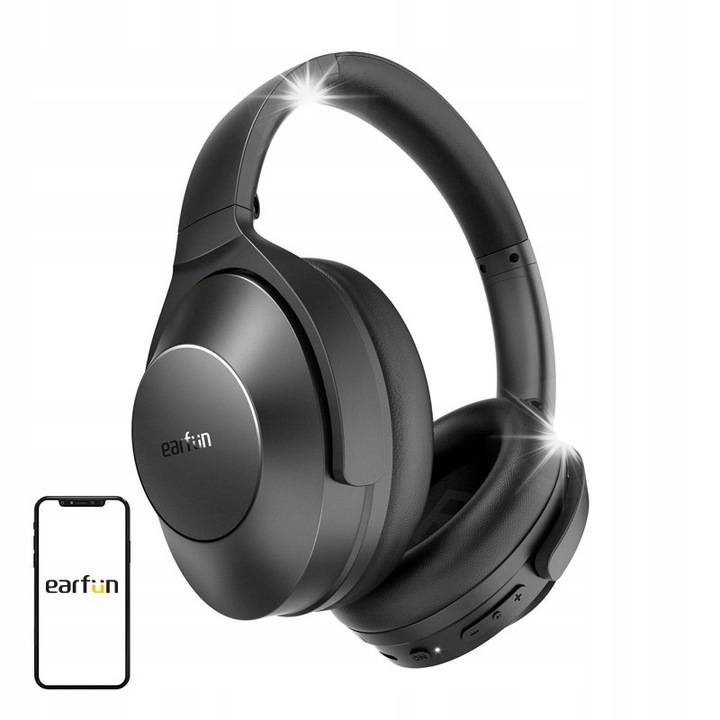 Earfun Wave Life HP201 vezeték nélküli fejhallgató, hibrid ANC, Bluetooth 5.4, fekete