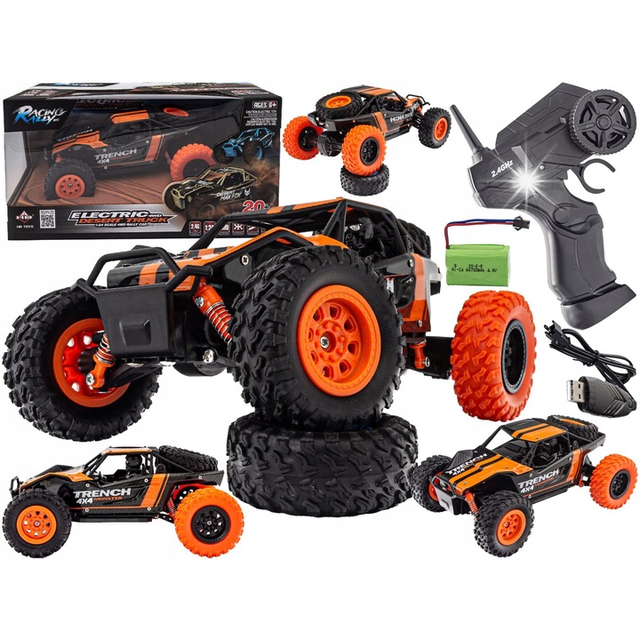 Masina RC 4x4 TurboTrail Monster, 20km/h, 1:24, 21,1x14x9,5cm, set complet