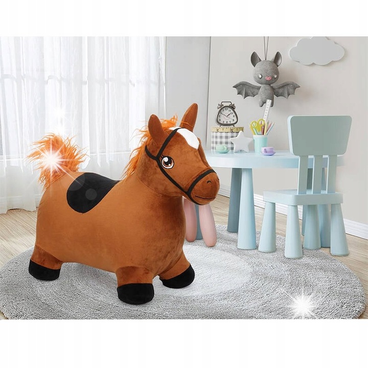 Interaktív gyerekjáték, Madej, levegővel töltött lovacska, barna színű, pumpával, szett