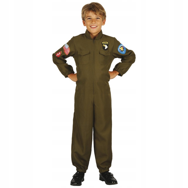Costum carnaval pilot militar, Madej, 130-140 cm, material moale, cu fermoar