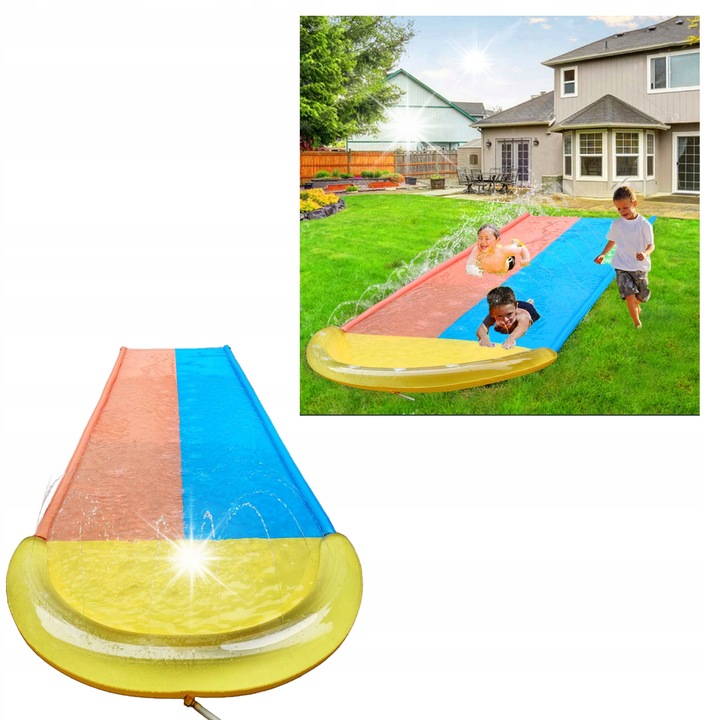 Tobogan copii, Madej, dublu, 500x150cm, 2 deski 80x60cm, cu fontana