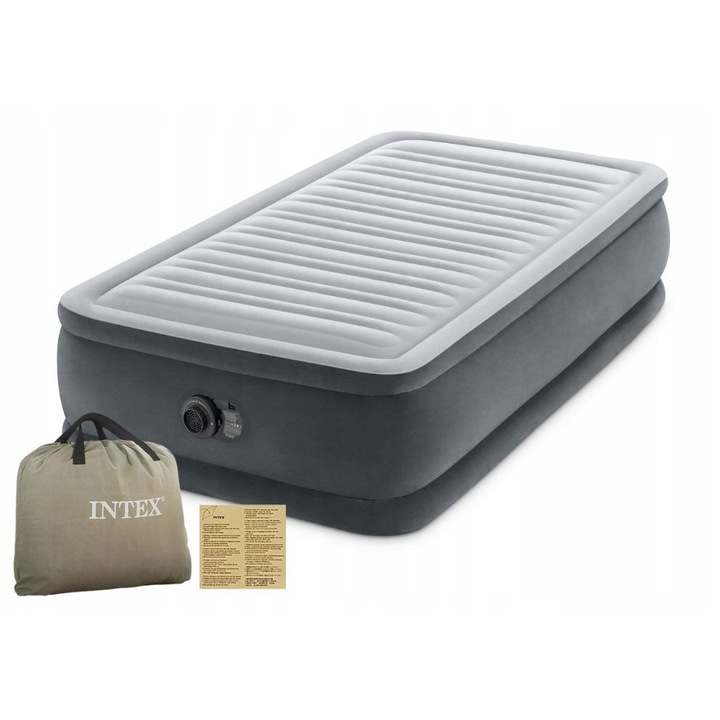 Saltea gonflabila, Intex, 1 persoana, 191x99x46 cm, PVC, pompa electrica inclusa