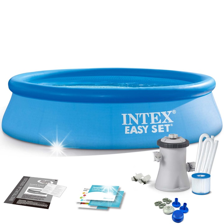 Felfújható medence szivattyúval, Intex, Easy Set, 244x61cm, kék, 1942l kapacitás