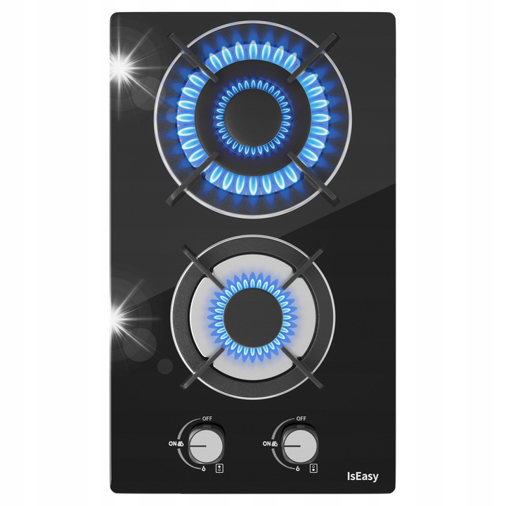 WEHIMO gázfőzőlap, 2 égős, üveg, 51.5x31x5.5cm, kettős üzemanyag NG/LPG