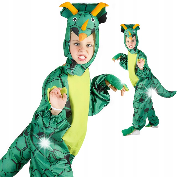 Triceratops farsangi jelmez, Madej, fejjel és farokkal, rózsaszín L (130-140 cm)