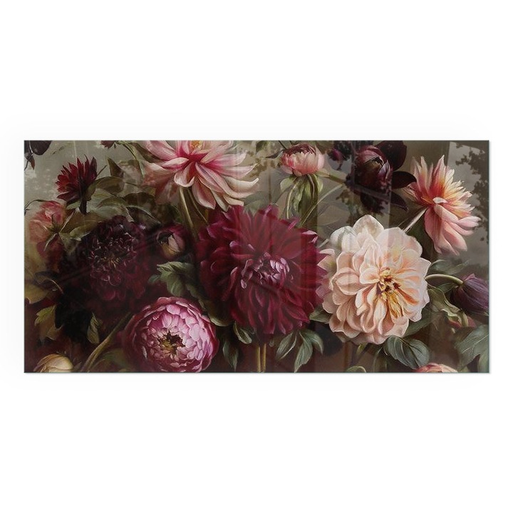 Placa Protectie, Wallfluent, Dreptunghiulara, 100x50 cm, Prim-plan al unui buchet de flori, Sticla Calita 4mm, Rezistenta la Caldura, 010010780170000282730