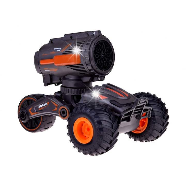 Távirányítós kaszkadőrautó, Jokomisiada, fényekkel, buborékfújó készlettel, 34x22x19,5 cm