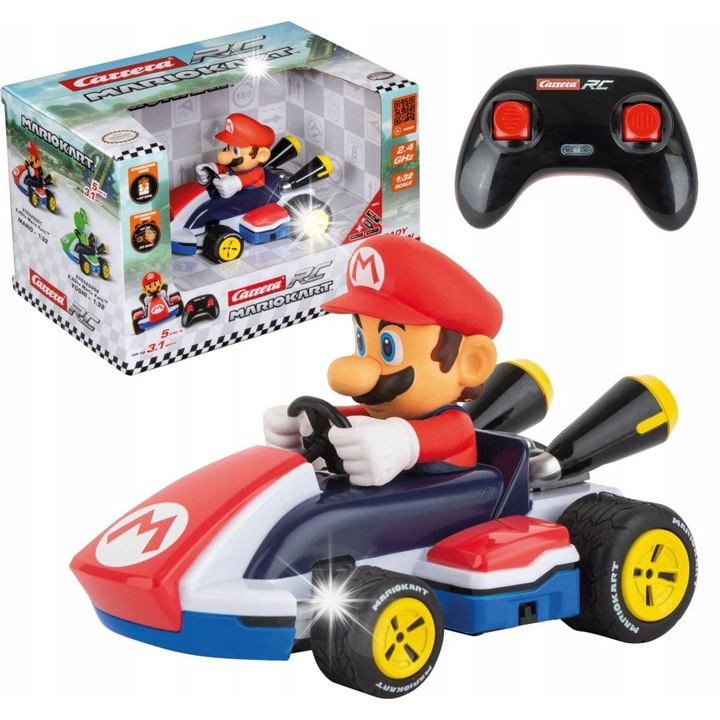 RC Carrera MarioKart Race Kart 1:32 autó, 5 km/h, 12x8x8 cm, komplett készlet