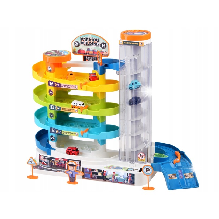 Parkoló kisautóknak, Jokomisiada, 4 emeletes, 6 autó, 34,5x13x42cm