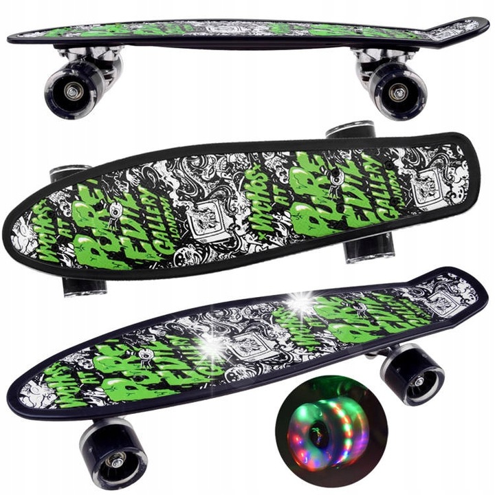 Deskorolka Jokomisiada 55x14,5cm, roti LED, max. 40kg, pentru copii