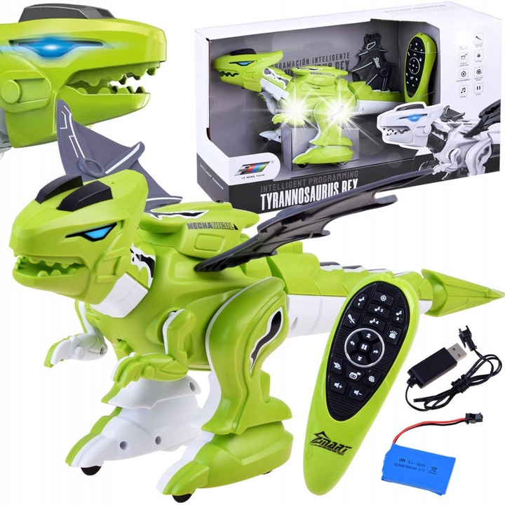 Jokomisiada interaktív dinoszaurusz távirányítóval, 46x29x18cm, programozható, hangokkal, komplett készlet