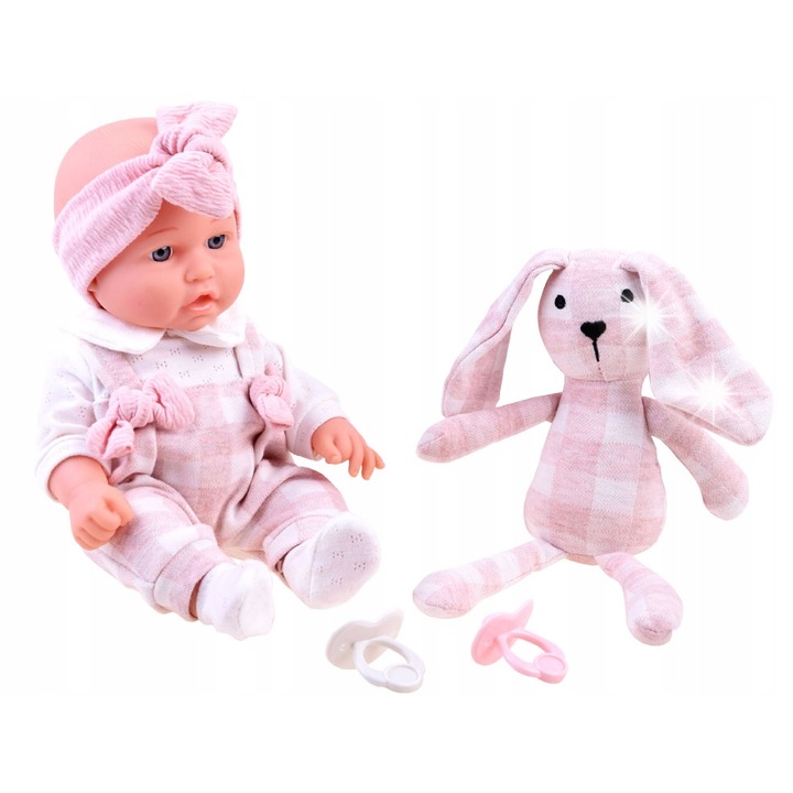 Babakészlet bobákkal és plüss nyuszival, Jokomisiada, rózsaszín, 30cm