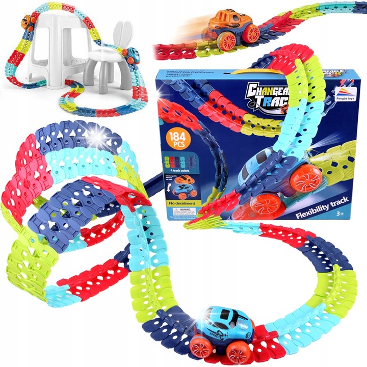 Jokomisiada versenypálya szett, 184 darab, 4m, türkiz