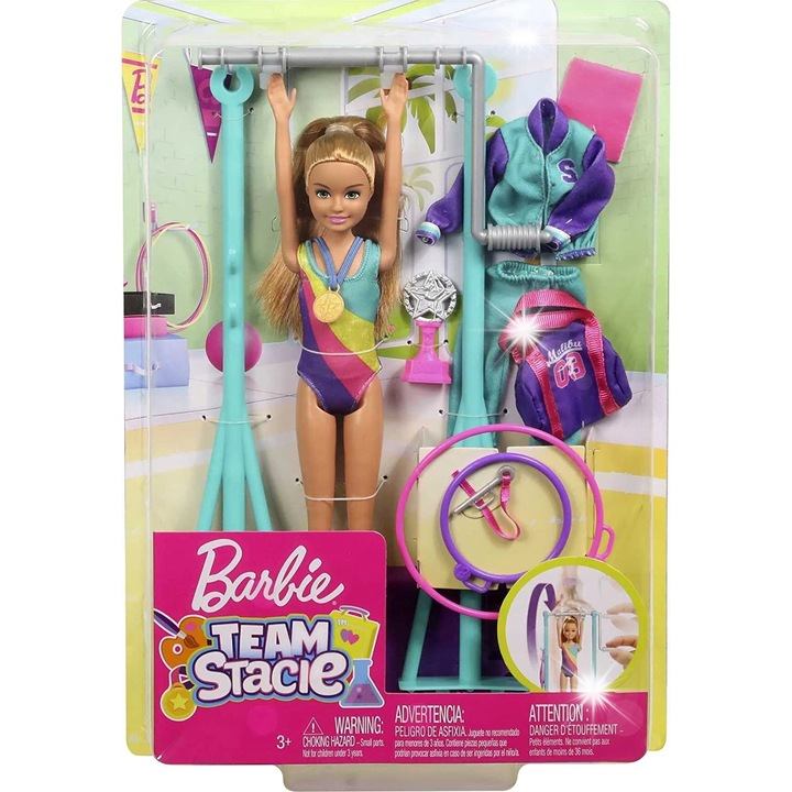 Комплект кукли Barbie Stacie GBK59, гимнастика, многоцветен, със 7 аксесоара