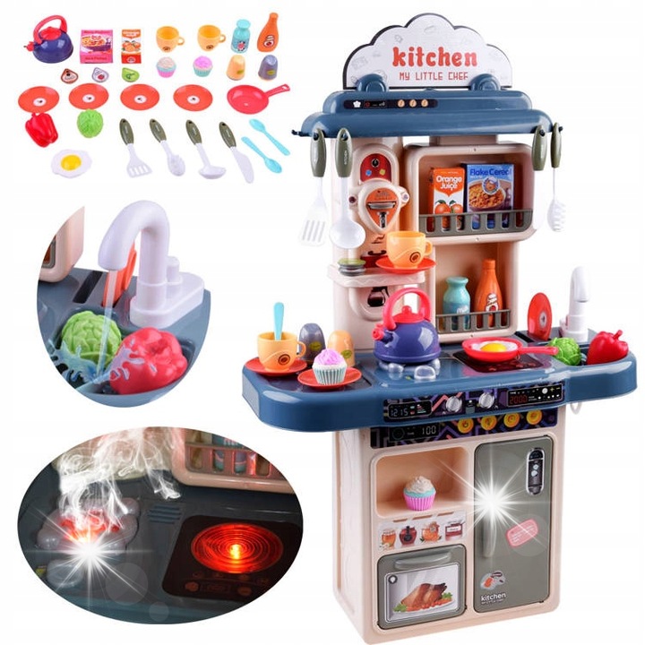 Set bucatarie pentru copii, Jokomisiada, 42 accesorii, efecte sonore si luminoase, 70x45x20cm