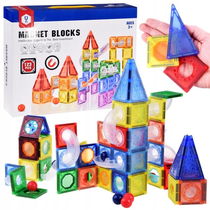 Set de constructie Jokomisiada, 123 elemente, culodrom, 10 bile, multicolor, 34x27x7cm