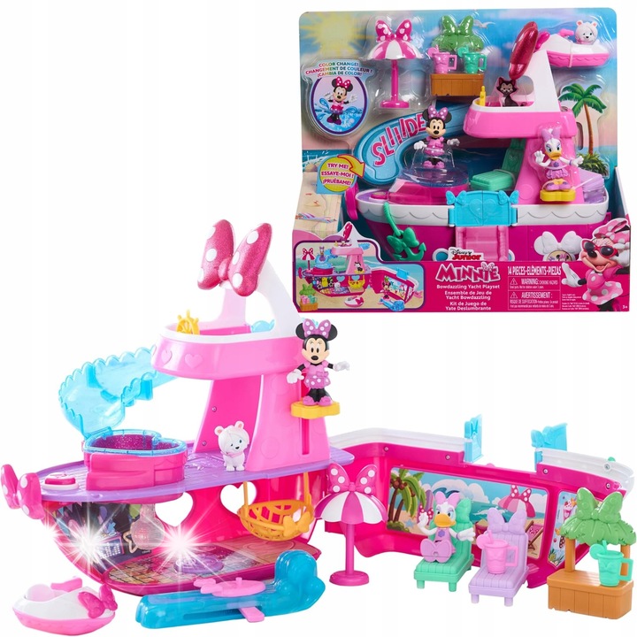 Minnie Mouse Bowdazzling Yacht játékszett, 14 darabos, fény- és hangeffektekkel, 33x64cm