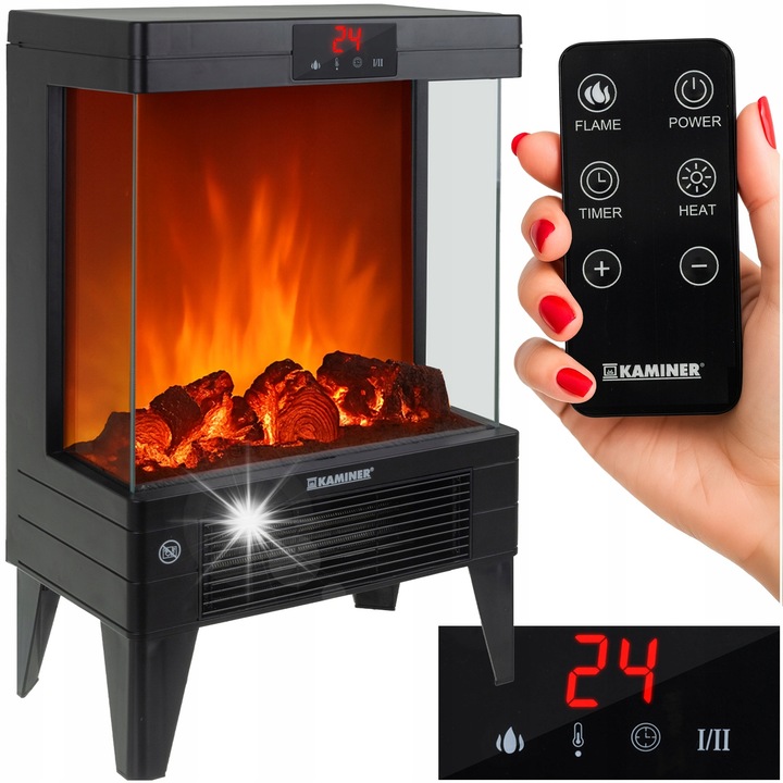 Kaminer 2000W elektromos kandalló, fűtés funkcióval