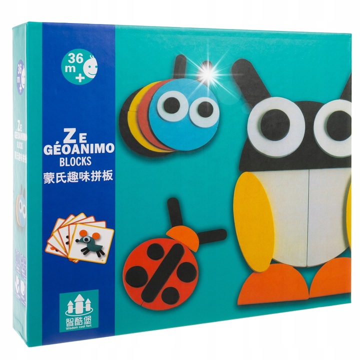 Kruzzel fa oktató puzzle, XL készlet, 50 darab, 20 kártya, változatos színek, 25,5x21,5x5cm