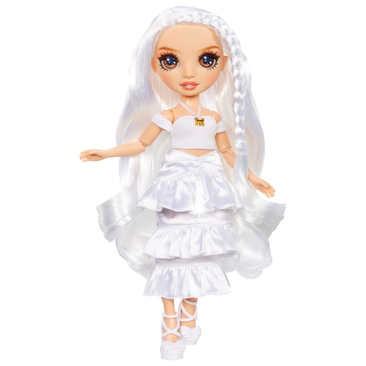 Barna szemű baba, Mga, 28cm, 3 ruhadarab, fehér