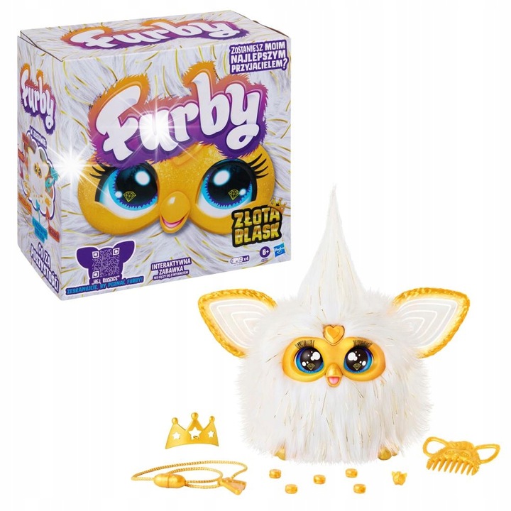 Furby 2.0 Interactiv, Aurie, 15cm, Set cu accesorii