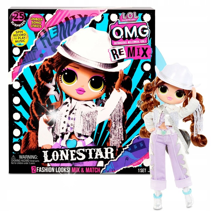 Кукла L.O.L. Surprise O.M.G. Remix Lonestar, 24см, комплект с 25 аксесоара, многоцветна