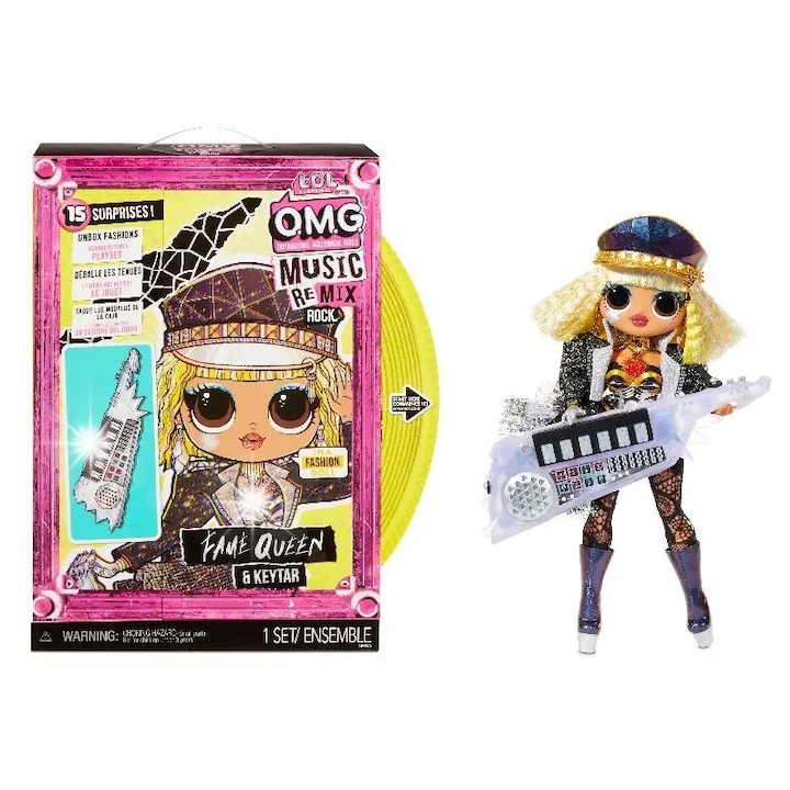 Комплект кукли L.O.L. Surprise O.M.G. Music Remix Rock, 15 аксесоара, многоцветни, 25 см