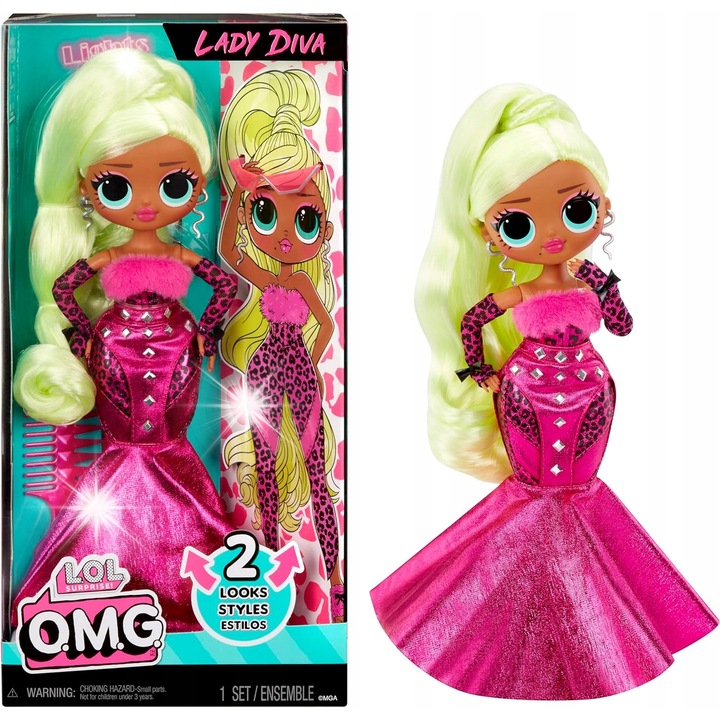 Кукла L.O.L. Surprise! OMG Lady Diva, блуза с леопардов принт, розова пола, включени аксесоари
