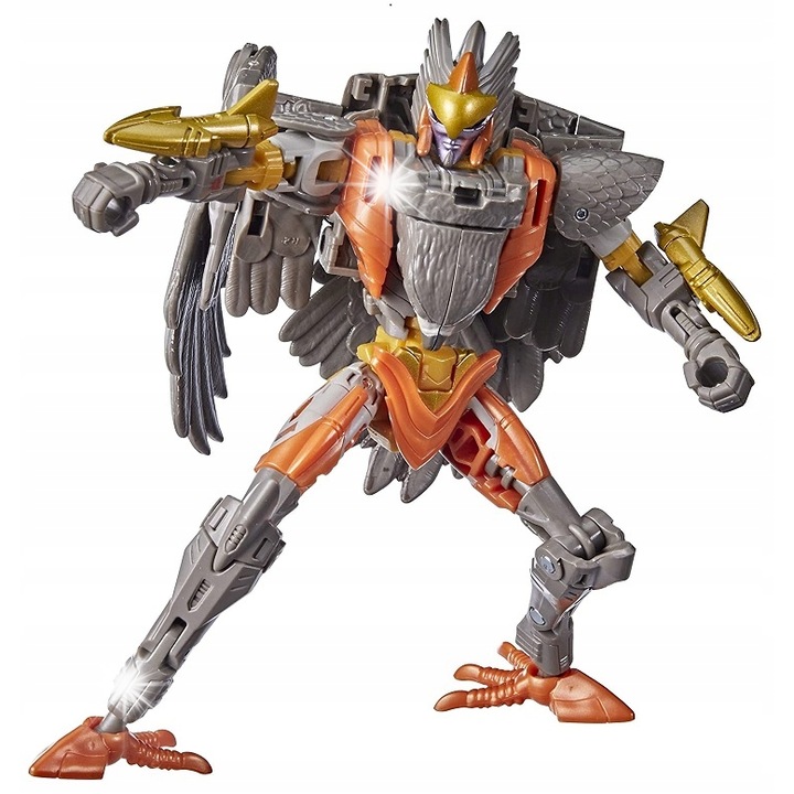 Figurina Transformers Kingdom WFC Airazor 2in1, Hasbro, 14cm, gri-portocaliu