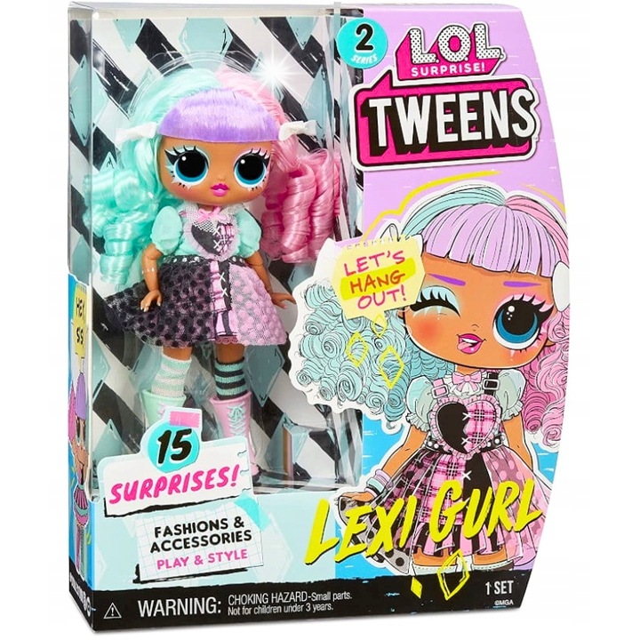 Кукла L.O.L. Surprise! Tweens Lexi Gurl, комплект с 14 аксесоара, цветна коса, 30см