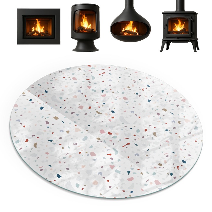 Placa de sticla pentru soba, Coloray, Rotectie Podea, Figuri Mici Intr-Un Aranjament Dinamic, fi80 cm, 010010780140000012237