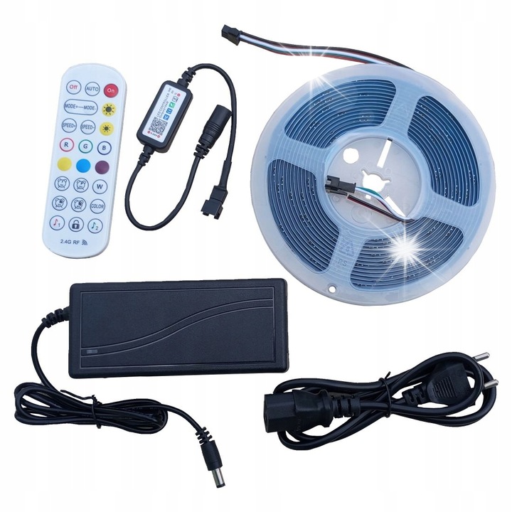 Лента LED COB 5м, LDN, 576 LED/м, RGB, с дистанционно и захранващ блок 12V, Bluetooth