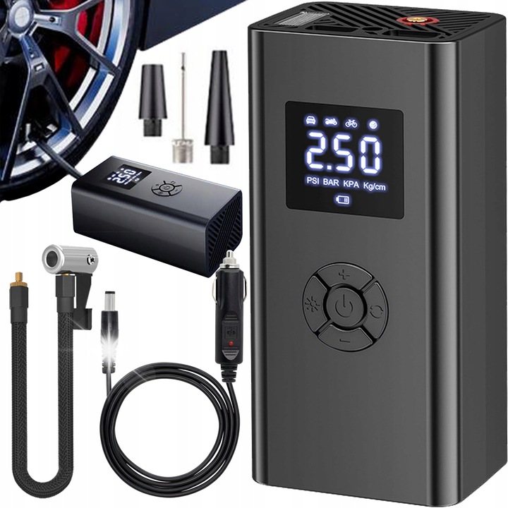 Pompa electrica fara fir HECKERMANN, 150 psi, negru, 15.1x7.9x5.9 cm