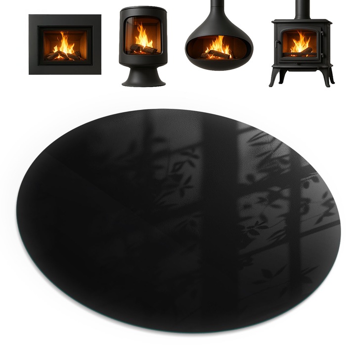 Placa de sticla pentru soba, Coloray, Rotectie Podea, Culoare Negru, fi100 cm, 0100107801600cc1f1b1a