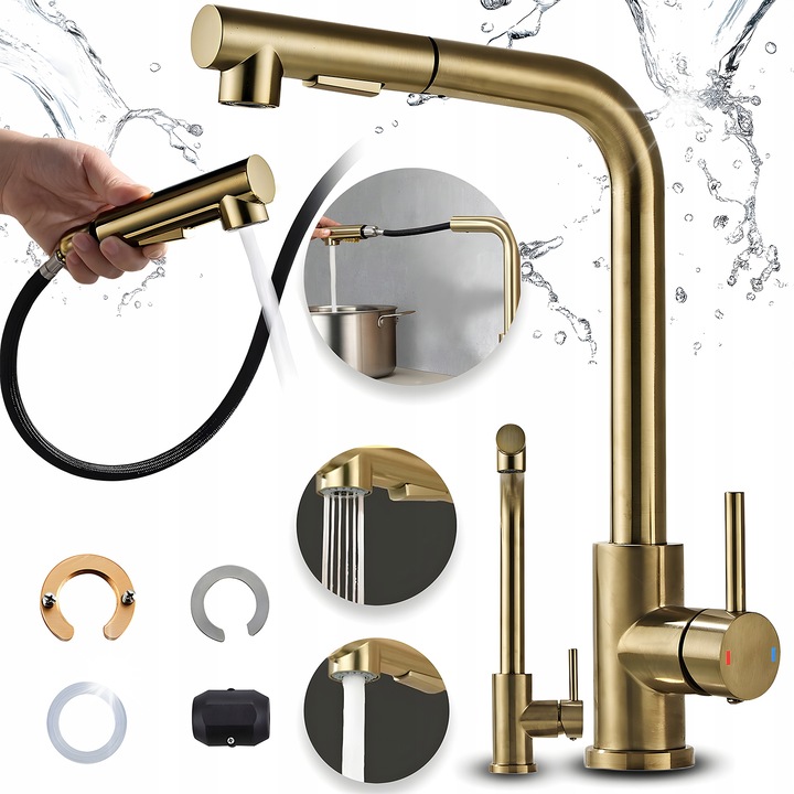 HECKERMANN fürdőszobai csaptelep, kétfunkciós, kihúzható zuhanyfejjel, krómozott