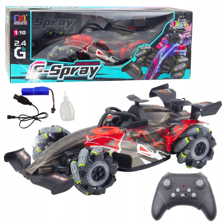 Masinuta RC 1:10 LEAN Toys, cu lumini si sunete, culoare rosie