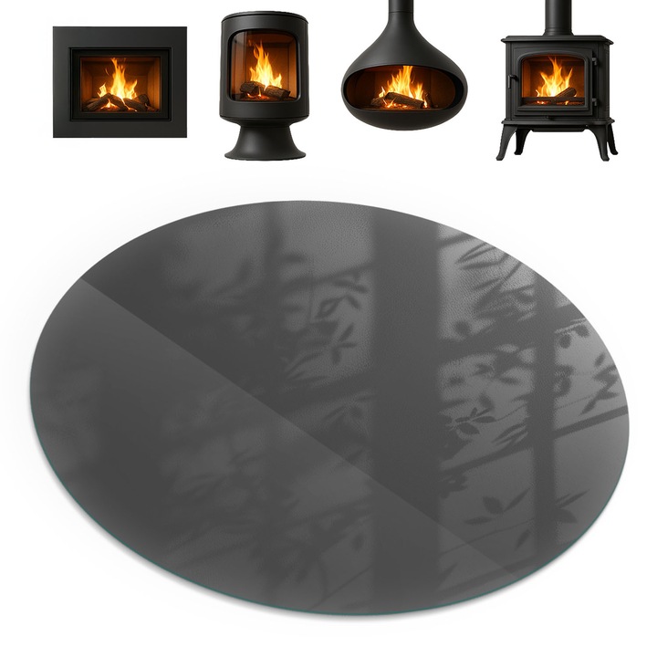 Placa sub semineu, Coloray, Rotunda, Culoare: Gri-Maro, fi100 cm, 0100107801600cc4b4c4c