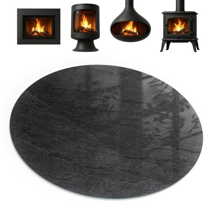 Placa sub semineu, Coloray, Rotunda, Motivul Texturii De Piatra, fi90 cm, 010010780150000050672