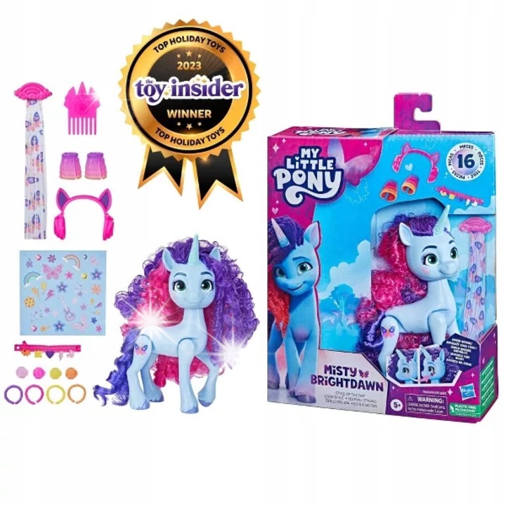 My Little Pony Misty Brightdawn baba, fodrász szett 16 kiegészítővel, 5,5 hüvelyk, többszínű