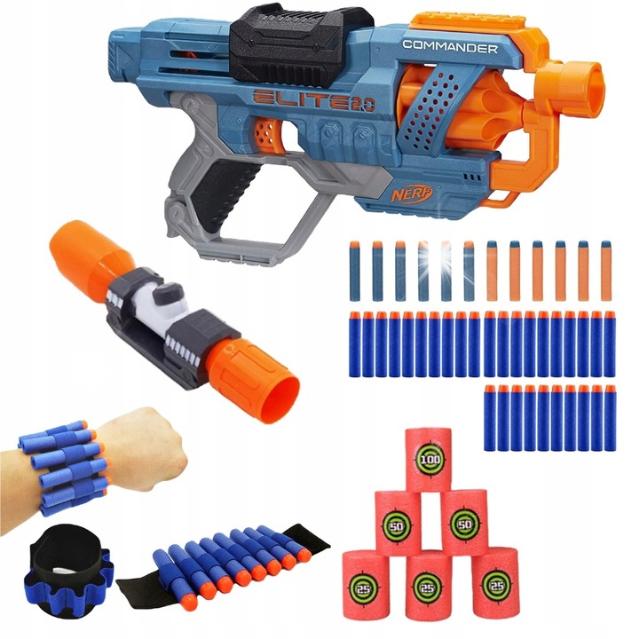 Пистолет Nerf Elite 2.0 Commander RD-6, 6 снаряда, 12 резервни снаряда, 27м