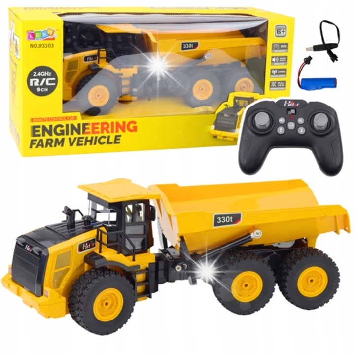 Camion cu basculanta RC FARM VEHICLE 330T, 9 canale, 2.4 GHz, 39 cm, set complet