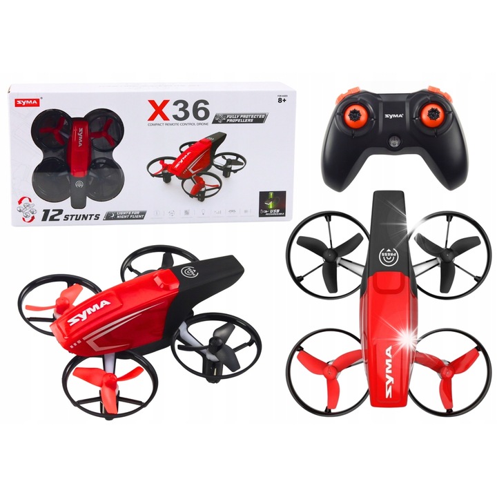 Дрон RC LEAN Toys X36, 2.4GHz, червен, 10x9x5см, пълен комплект