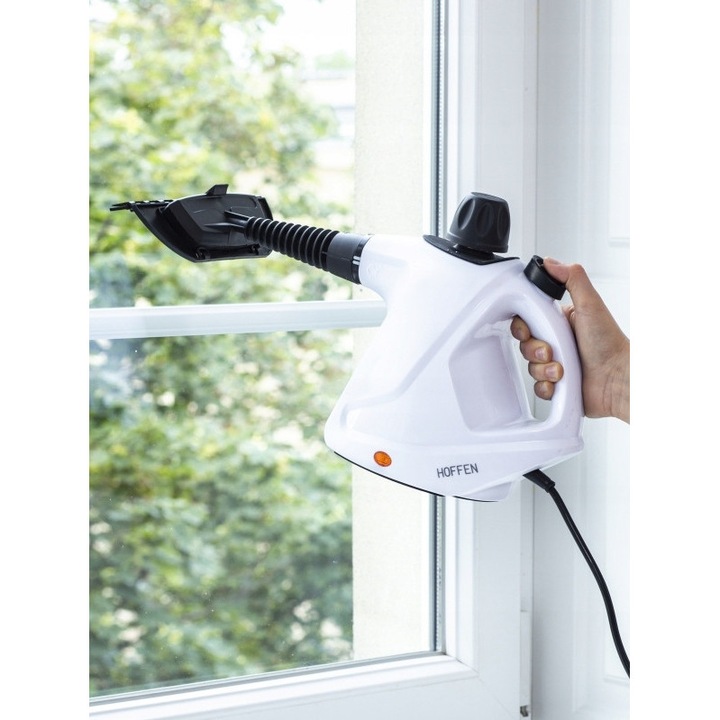 Aparat de curatat cu abur Hoffen EM-303, multifunctional, alb, 325ml, 280cm cablu