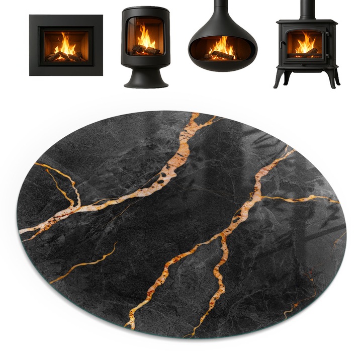 Baza de protectie semineu, Coloray, Protectie Anti-scantei, Model Subtil De Marmura Cu Vene, fi100 cm, 010010780160000282599