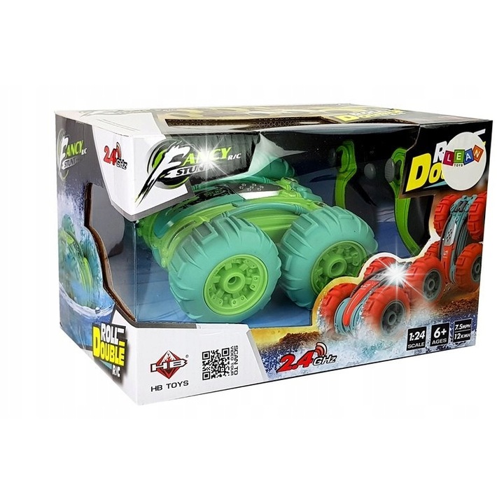 Amfibiás Távirányítós Autó LEAN Toys 1:24, zöld, 15,5x15x8cm, szett vezérlővel