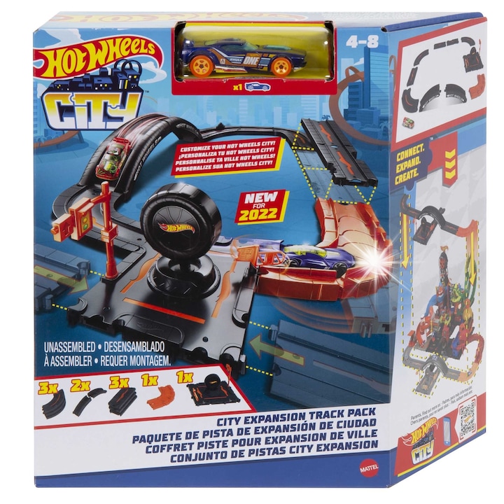 Pista de jucarie, Hot Wheels, 10 elemente, multicolor