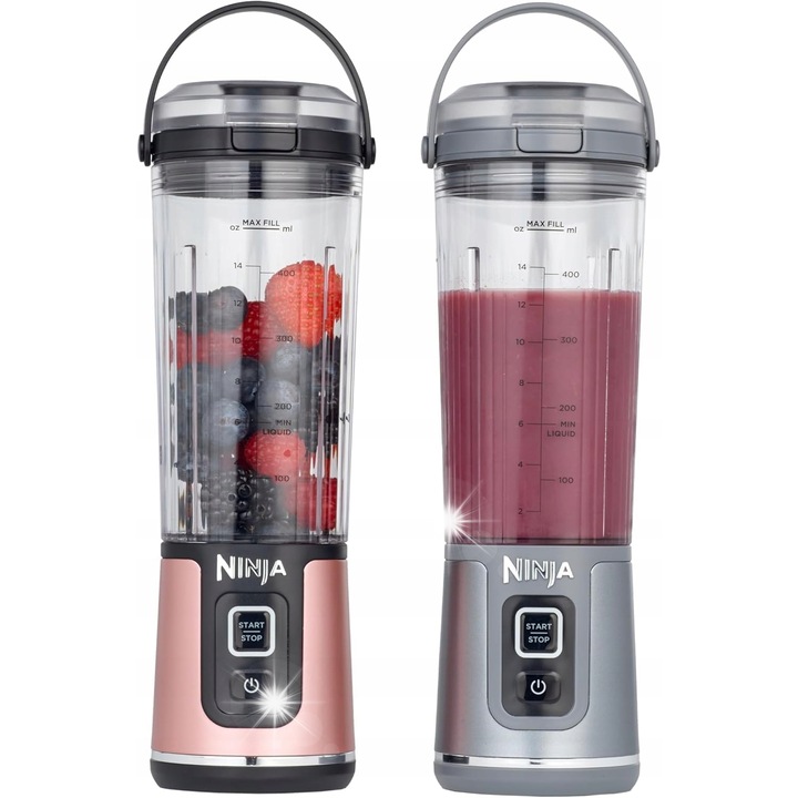 Set 2 blendere Ninja Blast, 470ml, USB-C, inox, portabil