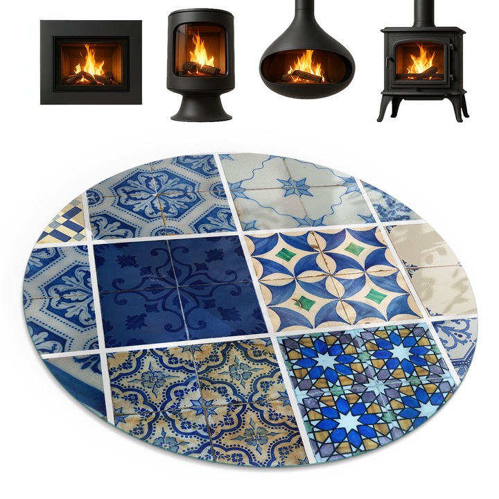 Covoras termorezistent, Coloray, cu Imprimeu Decorativ, Motivul Placilor Ceramice, fi100 cm, 010010780160000006139