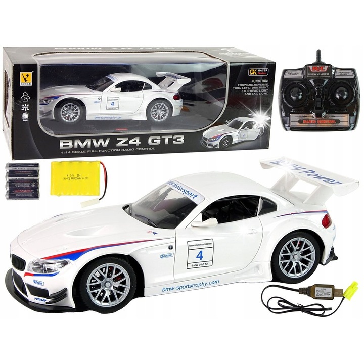 Masinuta R/C LEAN Toys BMW Z4, alba, 31x9x13cm, set complet cu acumulator si telecomanda